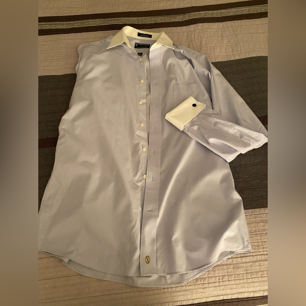 Mens French cuff executive dress shirt 15 1/2 neck size 34/35.